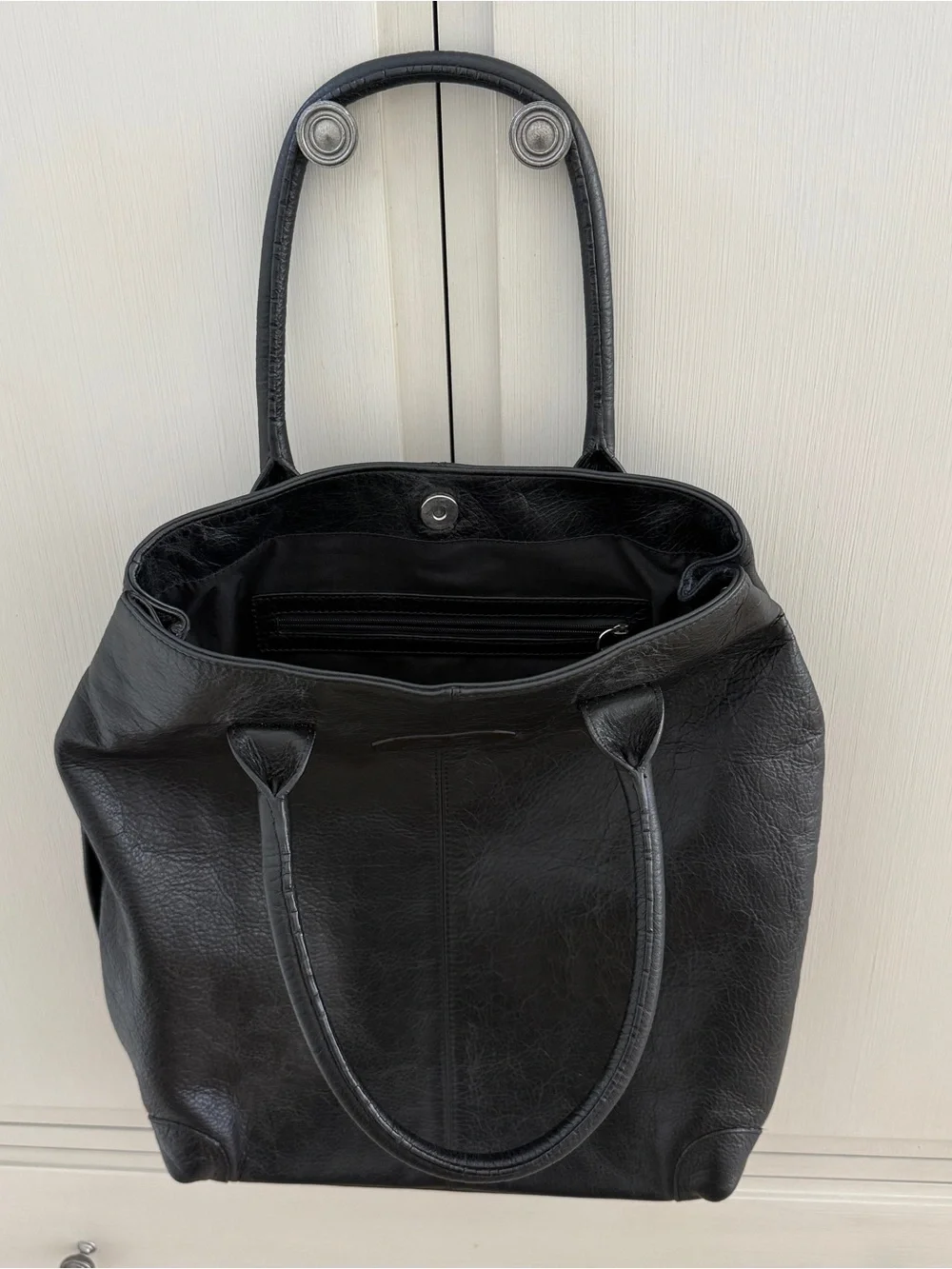 GF Ferre Leather Black Unisex Tote Bag Purse
